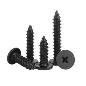black stainless cross screw,flat thin head,self tapping screw