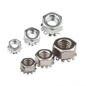 nickel plating or white zinc K type multi tooth hexagonal nut